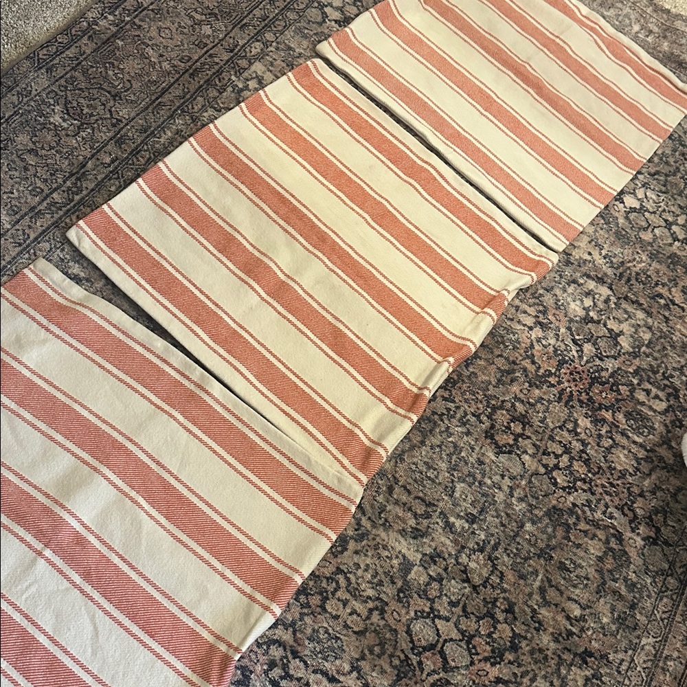 Pottery Barn Cream with Red Orange Stripes pillow cover (3) 24x24”